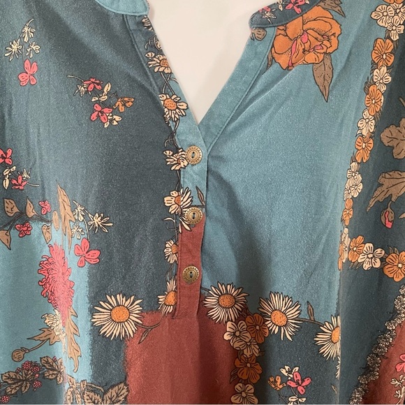 Denim&Co blue and burnt orange tunic size 3XL - Picture 3 of 8